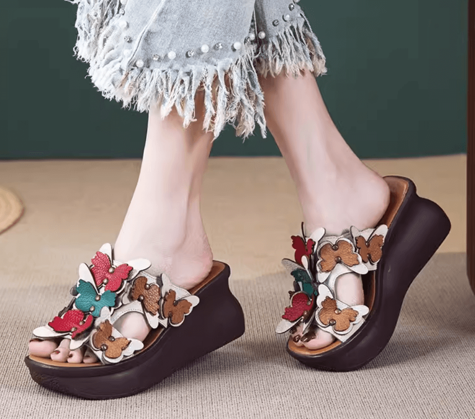 Babakud Women Ethnic Butterfly Pattern Slippers