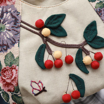 Babakud Handmade Ethnic Style Cherry Canvas Mini Tote Bag