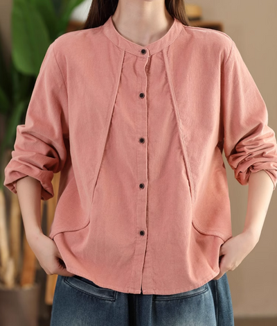 Babakud Women Autumn Retro Cotton Corduroy Top