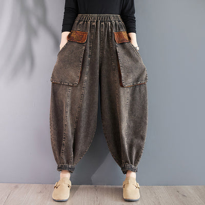 Babakud Women Autumn Retro Denim Loose Harem Pants