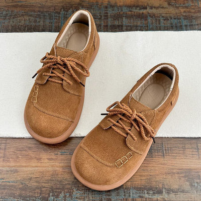 Women Autumn Vintage Suede Leather Flat Casual Shoes