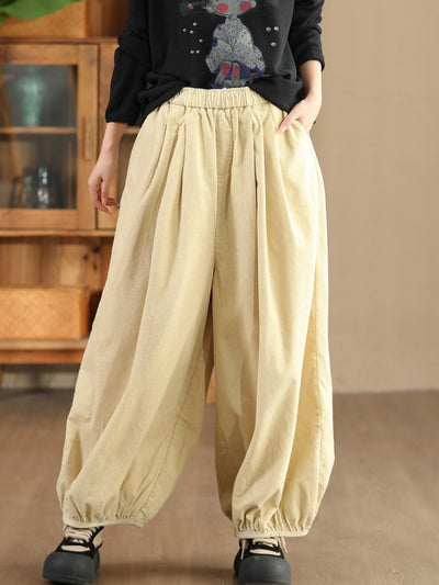 Babakud Women Autumn Retro Cotton Corduroy Harem Pants