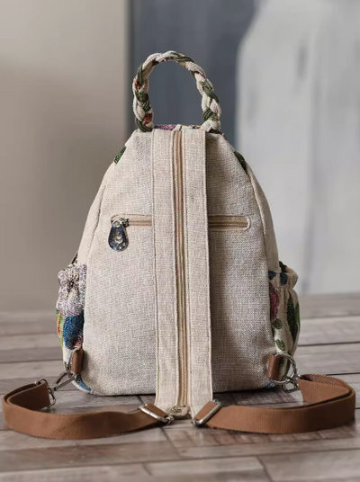 Babakud Ethnic Style Hand- Woven Cotton Linen Backpack