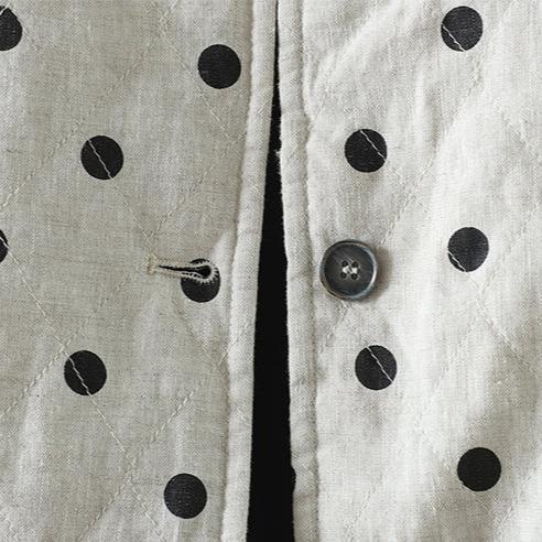 Babakud Women Winter Vintage Loose Polka Dots Cotton Linen Jacket