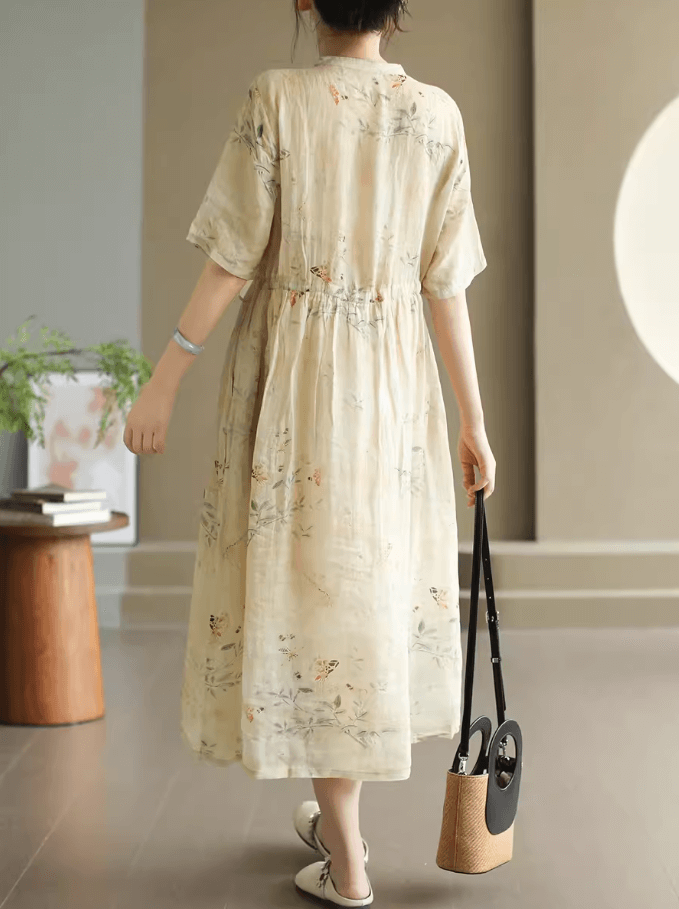 Babakud Women Ramie Floral Long Dress