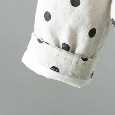 Babakud Women Winter Vintage Loose Polka Dots Cotton Linen Jacket