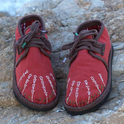 Red Winter Handmade Embroidered Warm Casual Cotton Cloth Shoes