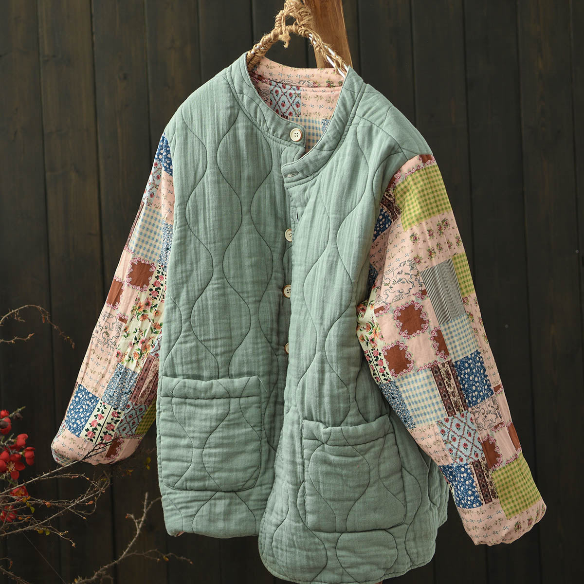 Women Winter Fashion Reversible Patchwork Quilted Cotton Jacket