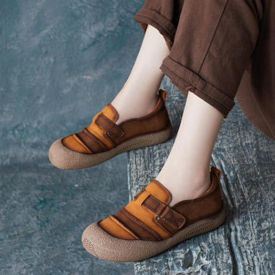 Babakud Women Autumn Leather Color Matching Casual Shoes