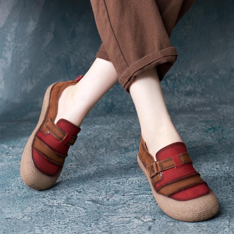 Babakud Women Autumn Leather Color Matching Casual Shoes