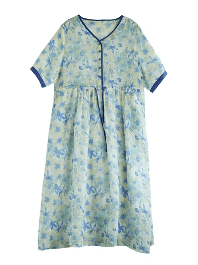 Babakud Women Ramie Floral A- Line Dress