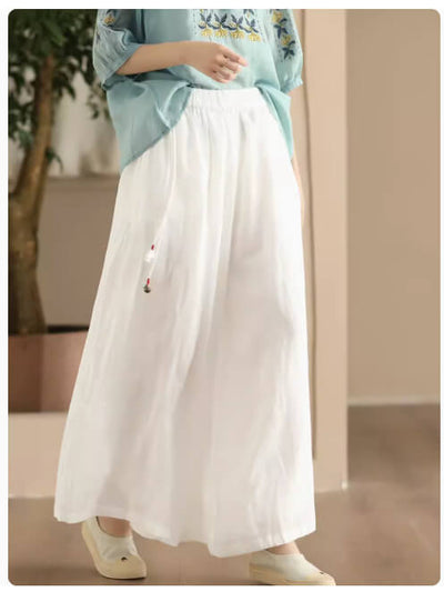 Babakud Women Summer Vintage Essential Ramie Wide-Leg Pants