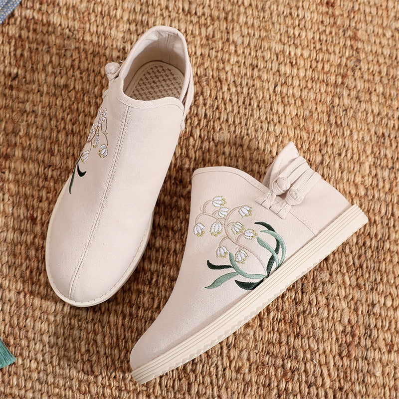 Ethnic Style Warm Embroidered Flat Cotton Shoes