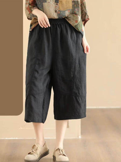 Babakud Women Summer Vintage Ramie Casual Cropped Pants