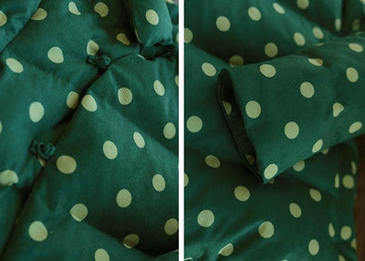 Babakud Women Winter Retro Green Corduroy Polka Dot Short Down Puffer Jacket