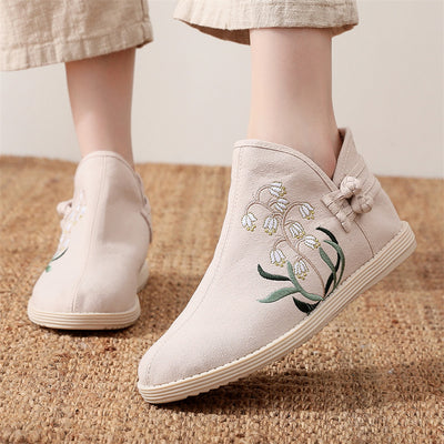 Ethnic Style Warm Embroidered Flat Cotton Shoes