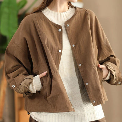 Babakud Women Autumn Retro Cotton Casual Jacket