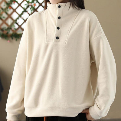 Babakud Women Winter Simple Solid Colors Fleece Sweater