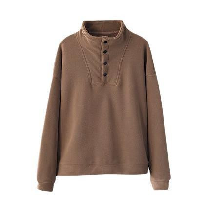 Babakud Women Winter Simple Solid Colors Fleece Sweater