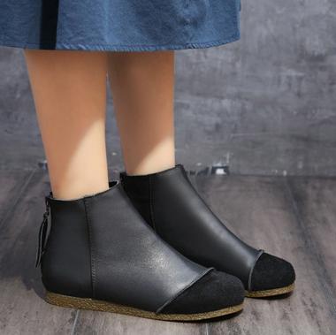 Women Retro Brushed Flat Ankle Boots