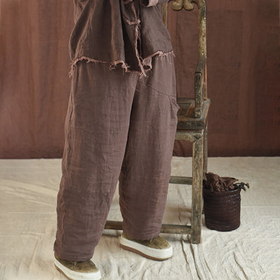 Women Winter Loose Fit Vintage Cotton Linen Trousers