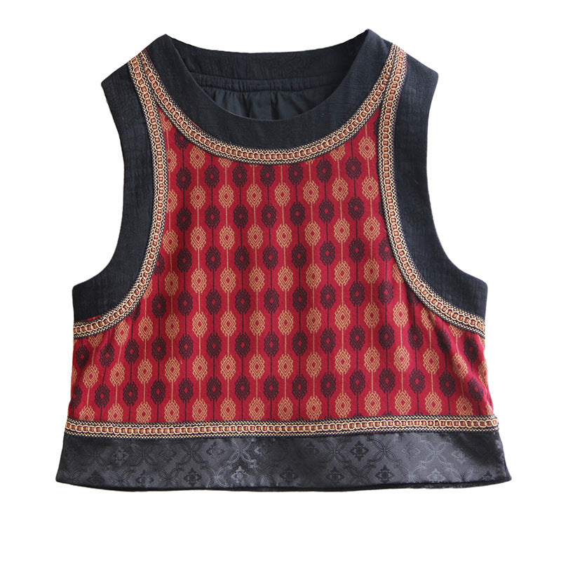 Ethnic Style Brushed Cotton Vests for Women