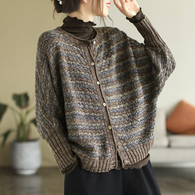 Women Autumn Winter Loose Colorful Knit Cardigan