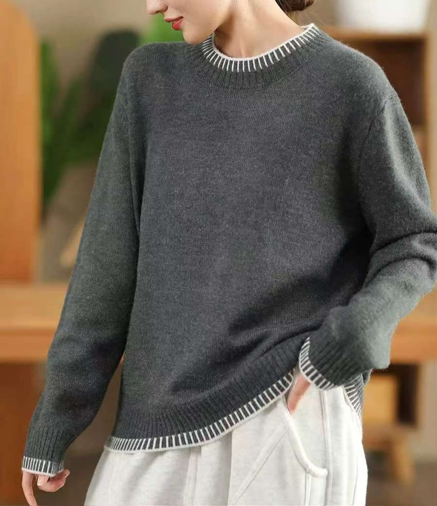 Casual Mock Neck Loose Knit Sweater for Women