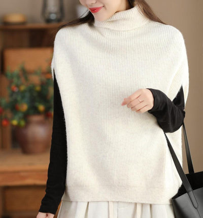 Women Stylish Warm Turtleneck Knitted Vest