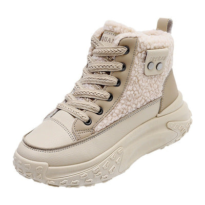 Women Cozy Sherpa- Lined High- Top Platform Sneakers