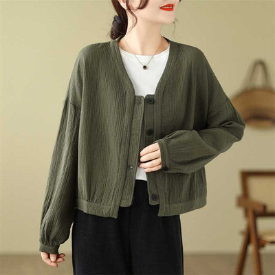 Women Textured Solid Color Short Jacket