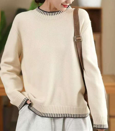 Casual Mock Neck Loose Knit Sweater for Women