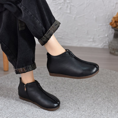 Women Fleece Lining Warm Genuine Leather Boots