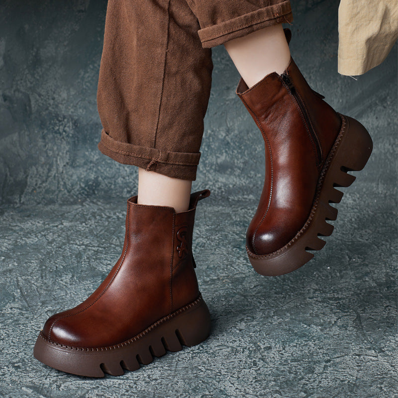 Women Classic Handmade Platform Anti-Slip Martin Boots