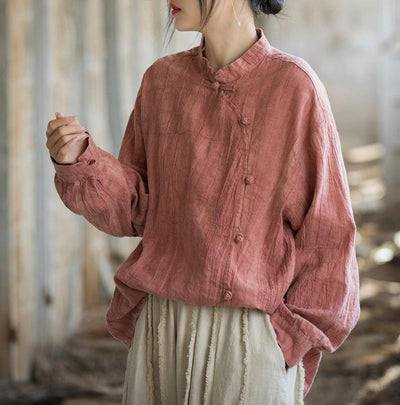 Ramie Hand- Dyed Long- Sleeved Ramie Blouses