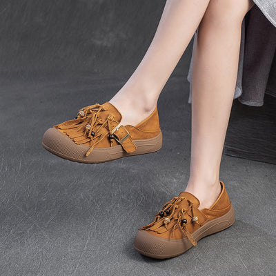 Babakud Women Spring Retro Stylish Leather Casual Shoes