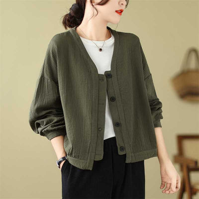 Women Textured Solid Color Short Jacket