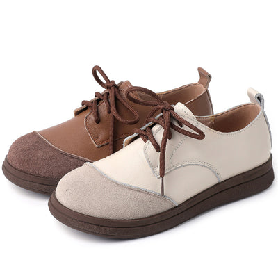 Women Commuting Suede Patchwork Casual Leather Shoes