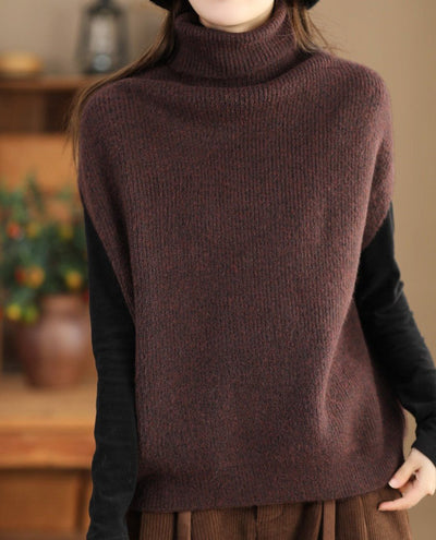 Women Stylish Warm Turtleneck Knitted Vest