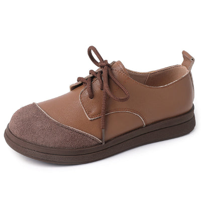 Women Commuting Suede Patchwork Casual Leather Shoes