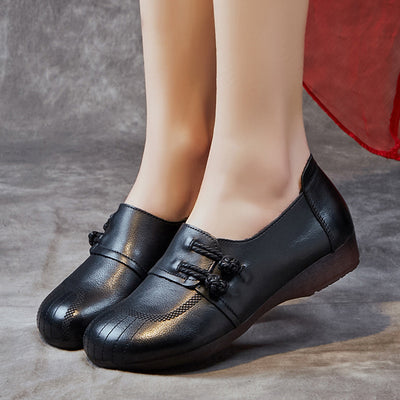 Women Comfortable Retro Slip Ons Black Casual Shoes