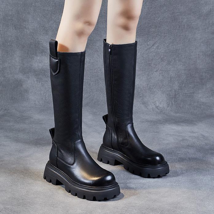 Women Black Mid- Calf Riding Boots