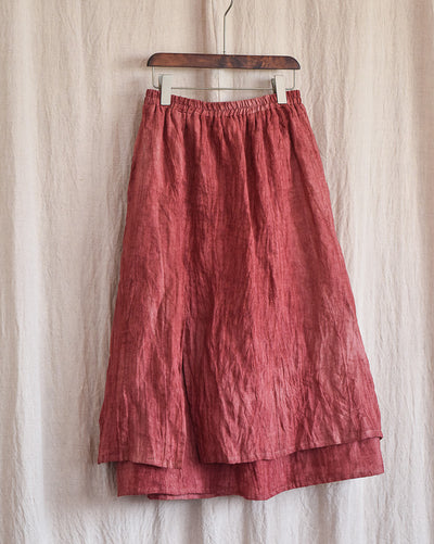 Double Layered Textured Distressed Linen Casual Skirts