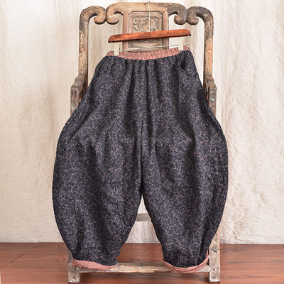 Women Loose Retro Printed Linen Casual Harem Pants