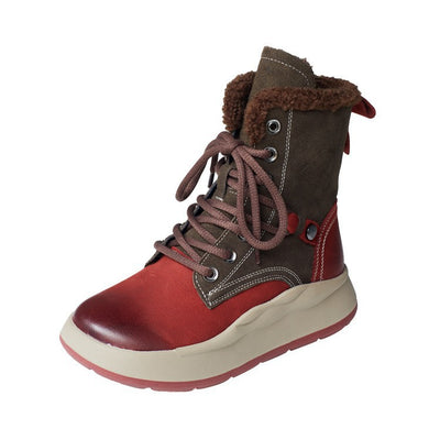 Warm Color Block Fleece Lined Boots for Women