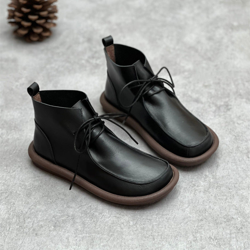 Women Retro Genuine Leather Soft Sole Ankle Boots