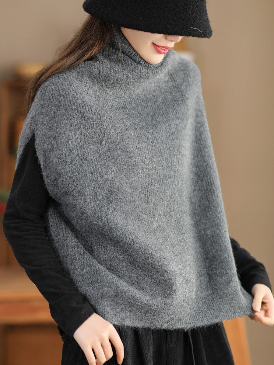 Women Stylish Warm Turtleneck Knitted Vest