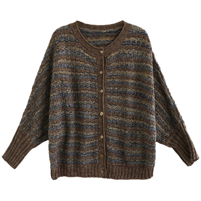 Women Autumn Winter Loose Colorful Knit Cardigan