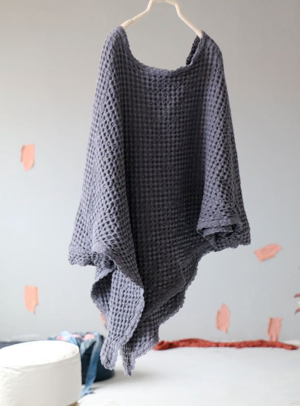 Waffle Asymmetric Linen Shawl for Women