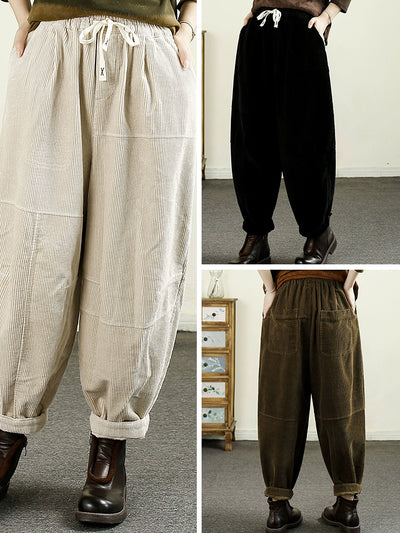 Women Autumn Warm Corduroy Harem Pants